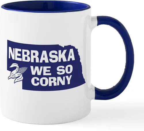 Vista 83 de CafePress I Love Nebraska Taza de café de cerámica de 11 oz (11.0 fl oz)