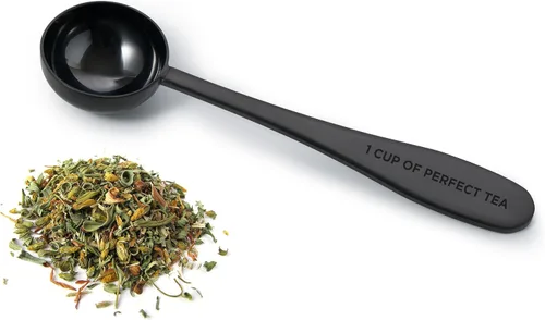 Vista 6 de Cuchara de té de hojas sueltas medida Una taza de té perfecto Cuchara de acero inoxidable (azul de los años 50)