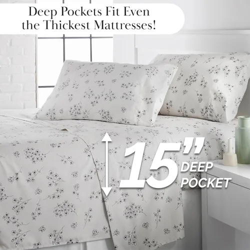 Vista 231 de Southshore Fine Living, Inc. Colección Winter Brush, juego de sábanas de 3 piezas para cama individual, sábana bajera con bolsillo profundo de 14