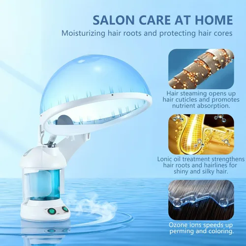 Vista 5 de Vaporizador Facial 3 en 1, Vaporizador para el Cabello, Humidificador de Aire con Niebla Caliente Hidratante, Sistema de Hidratación, Atomizador
