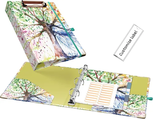 Vista 11 de EYROZILL Mini carpeta de 3 anillas, 5.5" x 8.5", de 1 pulgada con bolsillos, carpeta con portapapeles para estilo de cabello del cliente, estuche