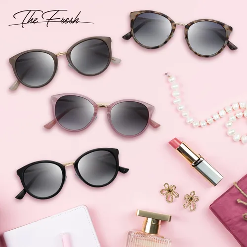 Vista 5 de The Fresh Gafas de sol polarizadas estilo redondo clásico con punta puntiaguda vintage de moda FR16124P