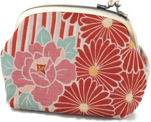 Vista 10 de Monederos con hebilla floral / monedero de cambio con cierre de beso y carteras pequeñas bolsa de maquillaje, Flor Retro - Azul
