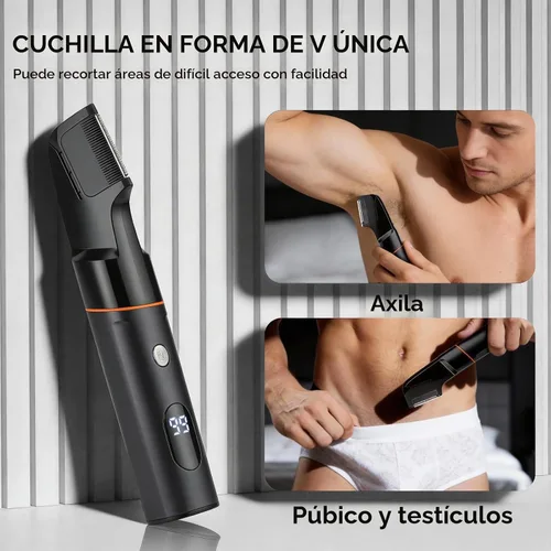 Vista 3 de Manscape - Recortador de pelo corporal y púbico para hombres, afeitadora de Negro