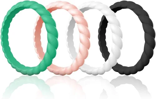 Vista 10 de Egnaro Anillo de boda de aniversario de silicona para mujer, 0.1 in