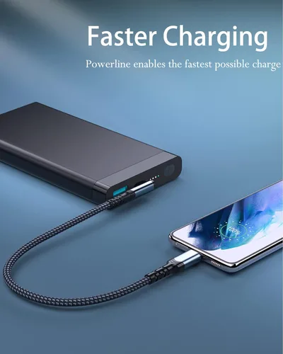 Vista 2 de Cable USB C a USB C de 1 pie, paquete de 3 cables tipo C de 60 W, cable de carga rápida USBC en ángulo recto compatible con iPhone 15/15 Pro/15 Negro