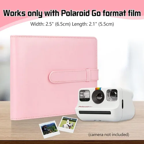 Vista 2 de Álbum de fotos de 256 bolsillos para cámara Polaroid Go Everything Box y película instantánea, álbum de fotos Polaroid Go (rosa)