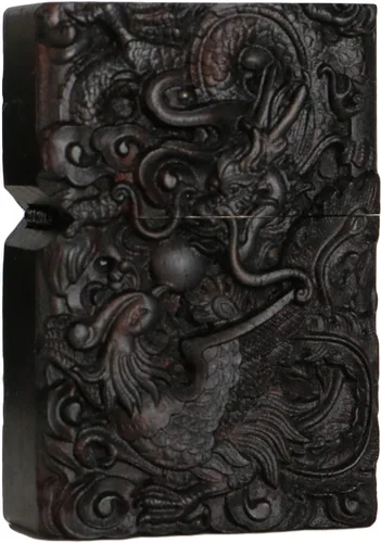Vista 33 de Carcasa exterior de encendedor tallado en madera negra de ébano natural para kit de inserción Zippo (1000 brazos Avalokiteshvara de la diosa 3#)