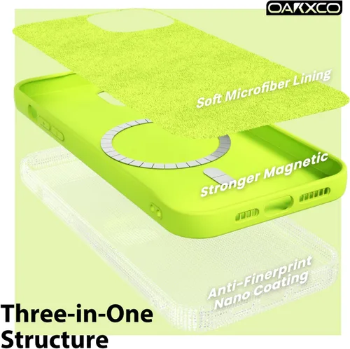 Vista 5 de oakxco Funda de silicona para iPhone 13 Mini/ 12 Mini magnética, compatible con carga inalámbrica Magsafe, goma delgada y suave, cubierta protectora