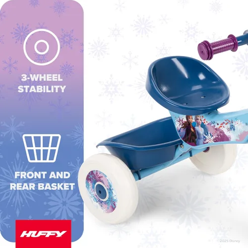 Vista 3 de Huffy Triciciclo de Disney Frozen 2 para niñas, ideal para mayores de 3 años, Anna, Elsa y Olaf, contenedores de almacenamiento para aperitivos