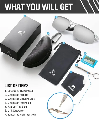 Vista 22 de Duco - Gafas de sol deportivas polarizadas para hombre con protección UV 8177s