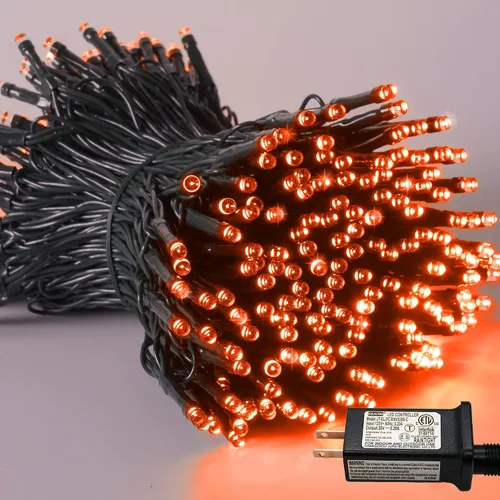 Vista 19 de YEGUO 500 luces LED de Navidad rosas de 165 pies, impermeables, para exteriores, cadena de luces de alambre verde para interiores, 8 modos de luces