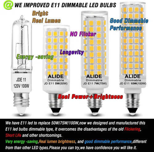 Vista 4 de Bombillas LED JDE11 120V 100W Bombillas Halógenas de Candelabro Equivalentes Regulables, T3 T4 Mini Base JD E11, 4000K Blanco Natural 10W 1000LM E11