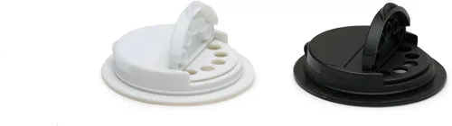 Vista 9 de Jarware Tapas de especias para tarros Mason de boca regular, juego de 2, negro y blanco
