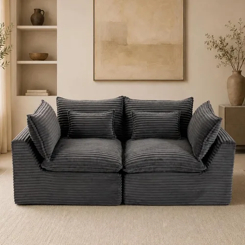 Vista 19 de Sofás seccionales de nube deshuesada de 110 pulgadas para sala de estar, sofá modular en forma de L con otomana, moderno y cómodo sofá nube con Negro