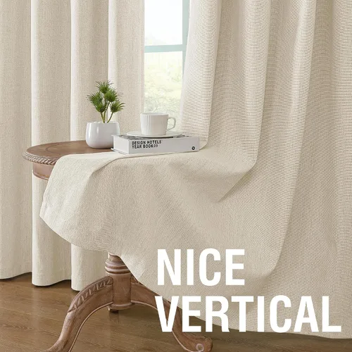 Vista 6 de H.VERSAILTEX Cortinas opacas de lino chenilla para dormitorio, térmicamente aisladas, cortinas texturizadas con aspecto de lino con revestimiento