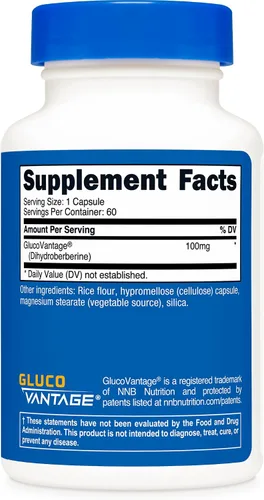 Vista 5 de Nutricost Cápsulas de dihidroberberina (100 mg, 60 cápsulas) - Metabolito más biodisponible de berberina