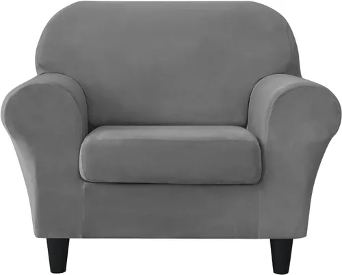 Vista 28 de CONRUSER Funda elástica para sofá, funda de terciopelo suave para sofá de un solo asiento con funda de cojín, protector de muebles (beige, talla S)
