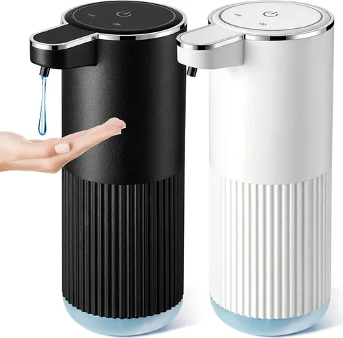 Vista 9 de RYTOXILO Dispensador automático de jabón, paquete de 2 dispensadores de jabón líquido sin contacto blanco para baño, dispensador eléctrico