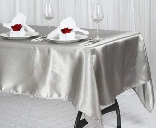 Vista 3 de Tektrum mantel rectangular de raso sedoso de 60 x 84 pulgadas - Tela premium - Mejor para eventos de boda, banquetes, restaurantes, cocina