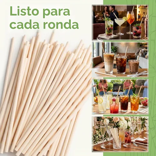 Vista 5 de Jenvita Pajitas de bambú en polvo, paquete de 50, 7.88 pulgadas