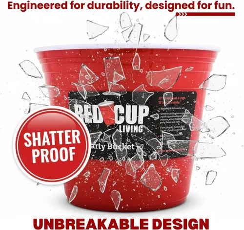 Vista 7 de Red Cup Living Cubo de hielo grande para fiestas, enfriador de bebidas aislado de 201 onzas para fiestas, bar y cocina, cerveza de plástico