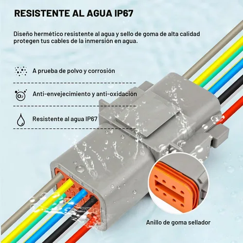 Vista 2 de Deutsch - Conector DT de 2 pines, 2 vías DT automotriz, impermeable, conector eléctrico macho hembra, arnés de cableado con cable de 16 AWG