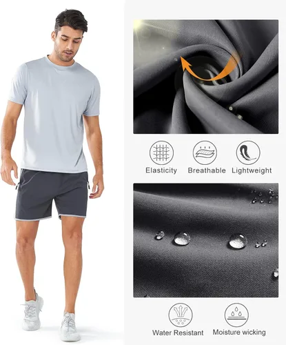Vista 5 de NORTHYARD Men's 5" Athletic Running Shorts Quick Dry Workout Gym Shorts 7" Lightweight Sports Tennis Shorts Swim Trunks Beach