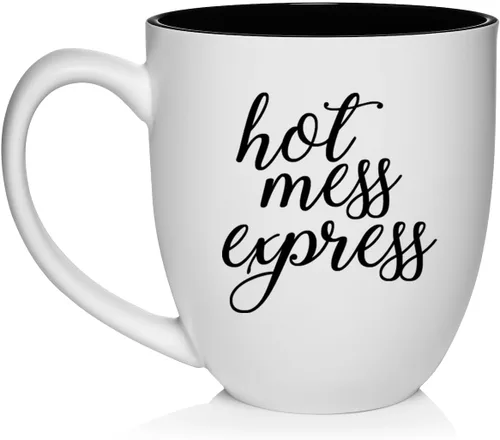 Vista 18 de Daylor Hot Mess Express - Taza de café de cerámica divertida para ella, él, amigo, compañero de trabajo, esposa, esposo (11 onzas, azul)