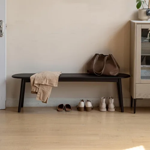 Vista 7 de Banco de comedor 100% roble macizo, banco de madera para el extremo de la cama con esquinas redondeadas, bancos de entrada para entrada, pasillo