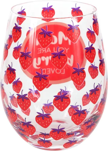 Vista 6 de Mom You Are Berry Loved - Copa de vino sin tallo de fresa de 18 onzas