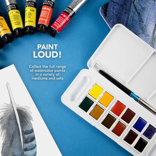 Vista 6 de Daler Rowney Aquafine - Juego de viaje de acuarela de 12 piezas, juego de pintura de acuarela para papel de acuarela y más, juego de acuarela