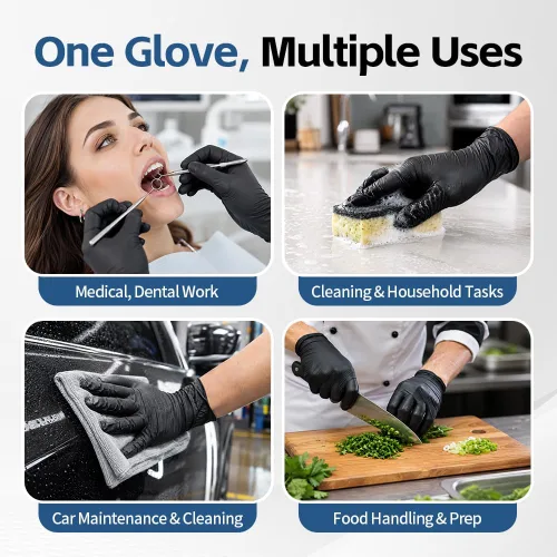Vista 3 de Guantes de examen de nitrilo sin látex y sin polvo, guantes de nitrilo desechables no estériles de 5 mil para cocinar, limpiar