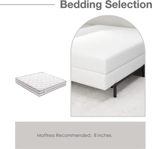 Vista 6 de Base de cama California King con plataforma de metal de 7 pulgadas, base de cama para somier, antideslizante, fácil montaje, resistente marco