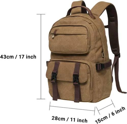 Vista 2 de KAUKKO Vintage Casual polyster and Leather Rucksack Backpack(20-2-KHAKI)