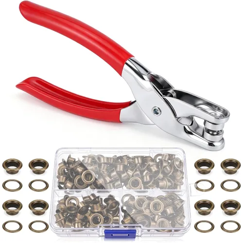 Vista 16 de Kit de herramientas para ojales, alicates para ojales, plata, 3/16 pulgadas Plateado