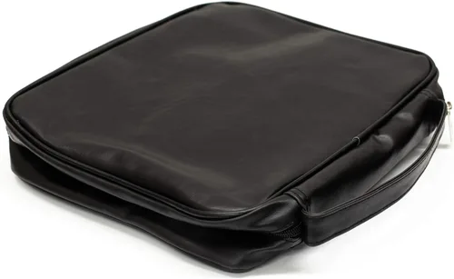 Vista 4 de Funda de piel envejecida para Biblia con bolsillo con cremallera y asa, Negro
