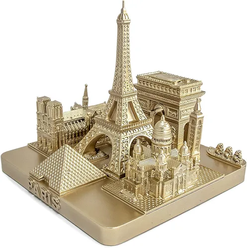 Vista 6 de París City Skyline Modelo 3D Landmark Réplica Cuadrado Oro Rosa 4 ½ pulgadas