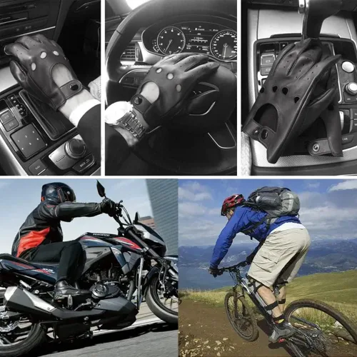 Vista 3 de MGGMOKAY Guantes de conducción de cuero sin forro para pantalla táctil para hombre