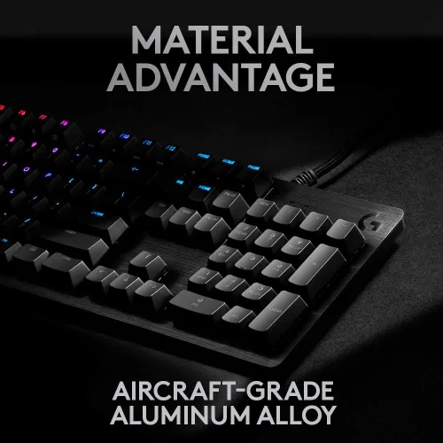 Vista 5 de Logitech G Teclado mecánico para juegos con retroiluminación RGB 513 con interruptores de teclas GX azules carbono