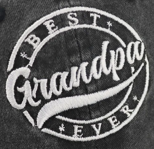 Vista 5 de Gorra de béisbol para hombre con texto en inglés "Best Grandpa Ever", de algodón lavado y bordado