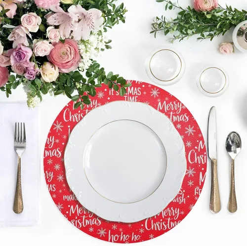 Vista 5 de Christmas Greetings Merry Christmas Place Mat, Non Slip Placemats Heat Insulation for Kitchen one sizex1