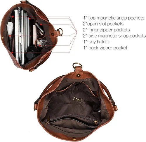 Vista 3 de CLUCI Bolsos de mano de cuero genuino con carteras para mujer bolso grande para mujer largo