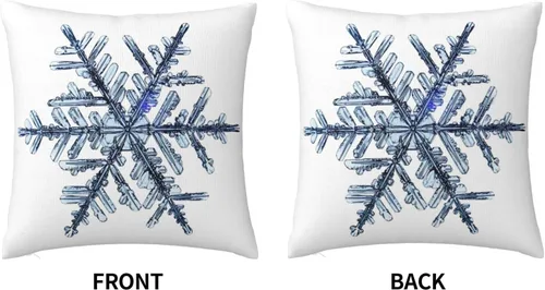 Vista 3 de VARUN Fundas de almohada de copo de nieve transparentes con fondo blanco, diseño artístico de invierno, fundas de almohada cuadradas para decoración