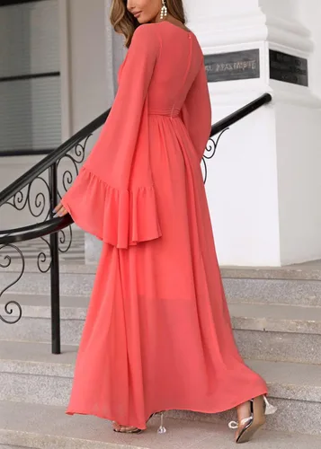 Vista 2 de DRESSMECB Women's Elegance Off Shoulder Ruffle Fit Slim Long Bridesmaid Dresses