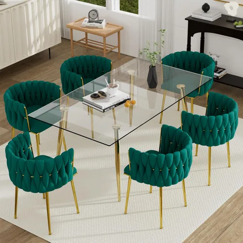 Vista 53 de Juego de mesa de comedor de cristal plateado para 2, juego de mesa cuadrada de lujo moderno de 36 pulgadas, juego de mesa de cocina minimalista de 3