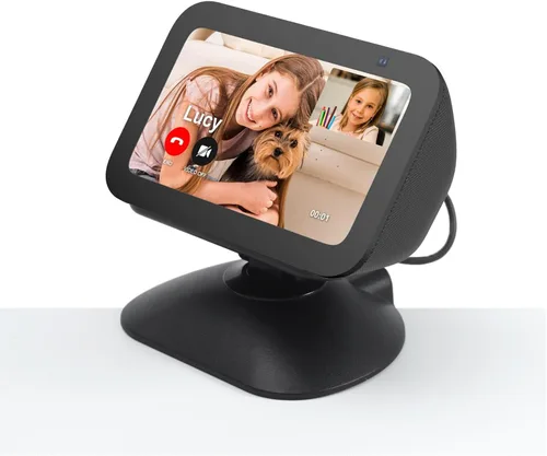 Vista 3 de Nuevo soporte de carga ajustable para Echo Show 5 (3ª generación), soporte inclinable + giratorio, rotación multiángulo, base magnética Negro