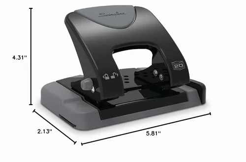 Vista 9 de Swingline - Perforadora de 2 agujeros, perforadora de 20 hojas, perforadora de papel, mango de confort de bajo esfuerzo SmartTouch, guía