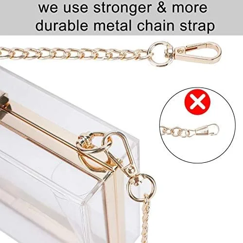 Vista 7 de Bolso de hombro transparente de acrílico de la bolsa de embrague de las mujeres con correa de cadena de oro