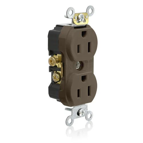 Vista 4 de Leviton Receptáculo dúplex resistente, 15 amperios, 125 voltios, cable lateral, grado de especificaciones comerciales, sin abrazaderas, Negro